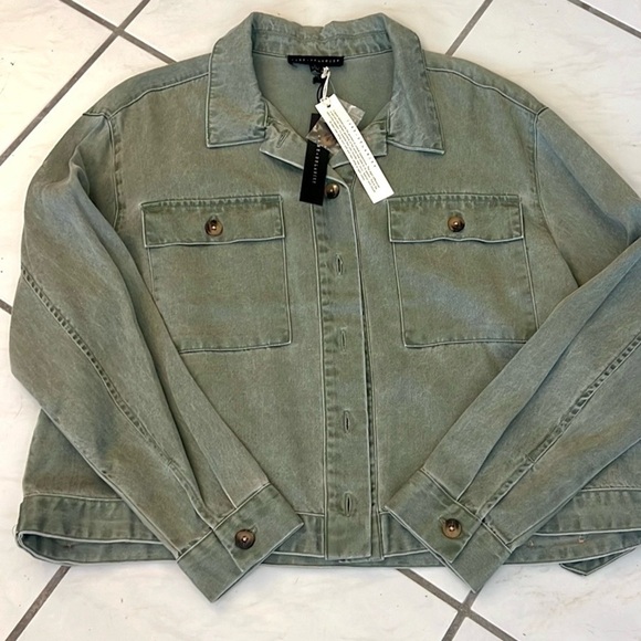 NWT Anthro’s Jane+Delancey,SOFT, SOFT Green Trucker Jacket,Button-Waist,Size XL - Picture 6 of 11